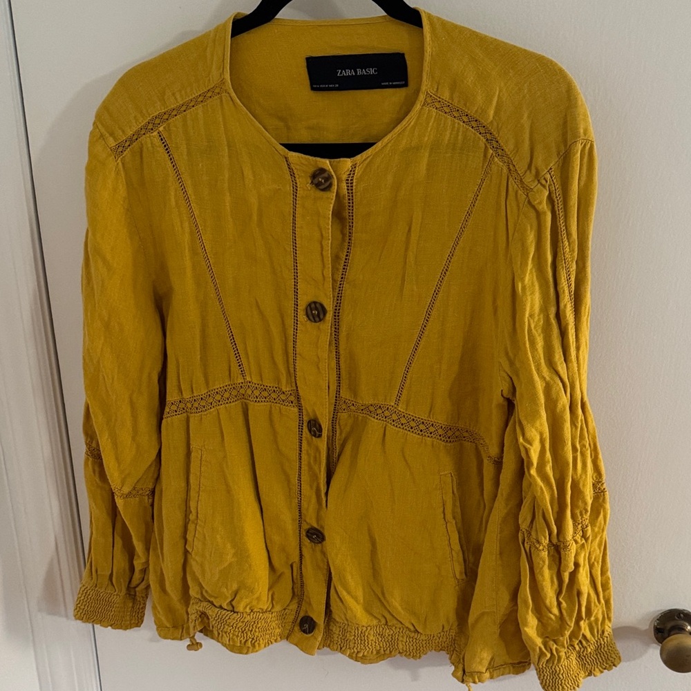 Zara Crochet Detail Button-Up Jacket